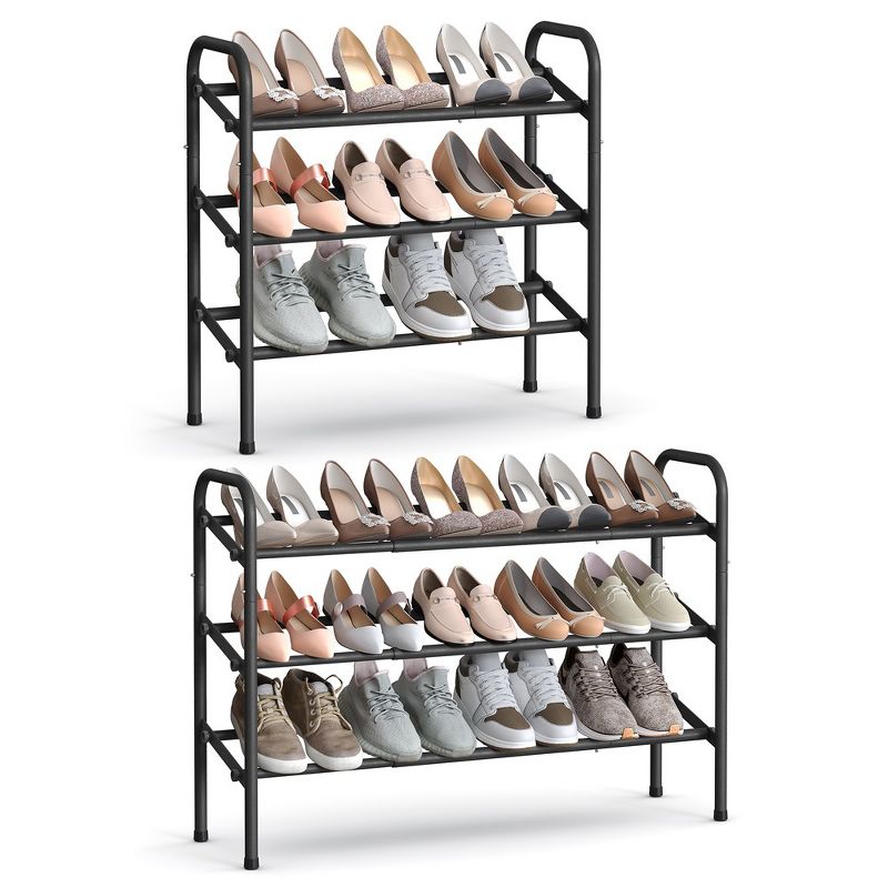 SONGMICS Shoe Rack 12-Tier Tall Metal Shoe Storage Organizer Set of 2 6-Tier Big Stackable Shoes Rack Shelf, 3 of 9
