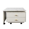 Vynxaria Modern Extendable Coffee Table, White, Square Rotatable Top (2 Tabletops), 2 Drawers + 6 Wheels, 15mm Particle Board/MDF - 2 of 4