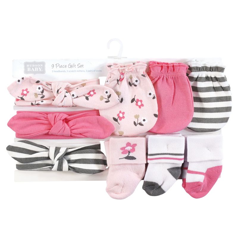 Hudson Baby Infant Girl Caps, Mittens and Socks Set, Fairytale, 0-6 Months, 2 of 6