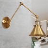 Dewdrop Adjustable Gold Swing Arm Wall Sconce, Vintage Brass Cone Shade Wall Light - 3 of 4