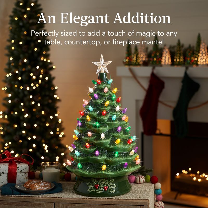 Best Choice Products 24in X-Large Pre-Lit Ceramic Christmas Tree Decor w/ 74 Bulbs, LED Light, 6 of 9