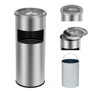 4.5 Gal Commercial Grade Indoor/Outdoor Trash Can, Stainless Steel with Removable Bucket and Lid, All-Weather Waste Bin for Patio & Commercial Use - 1 of 4