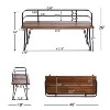 GDFStudio Khaden Rustic Outdoor Acacia Wood and Iron Bench, Brown - 3 of 4