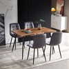 Vynxaria S Shape Brown 47.2'' Irregular Dining Table with Metal Legs - 2 of 4