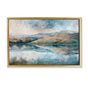 Stupell Industries Lake Reflecting Rolling Hills Floating Frame Canvas Art - 1 of 4