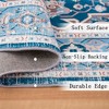 Lyngins Vintage Print Bohemian Area Rug, Machine Washable Rug for Living Room, Ultra-Soft Faux Cashmere, Blue Flower Rug (No Shedding) - 3 of 4