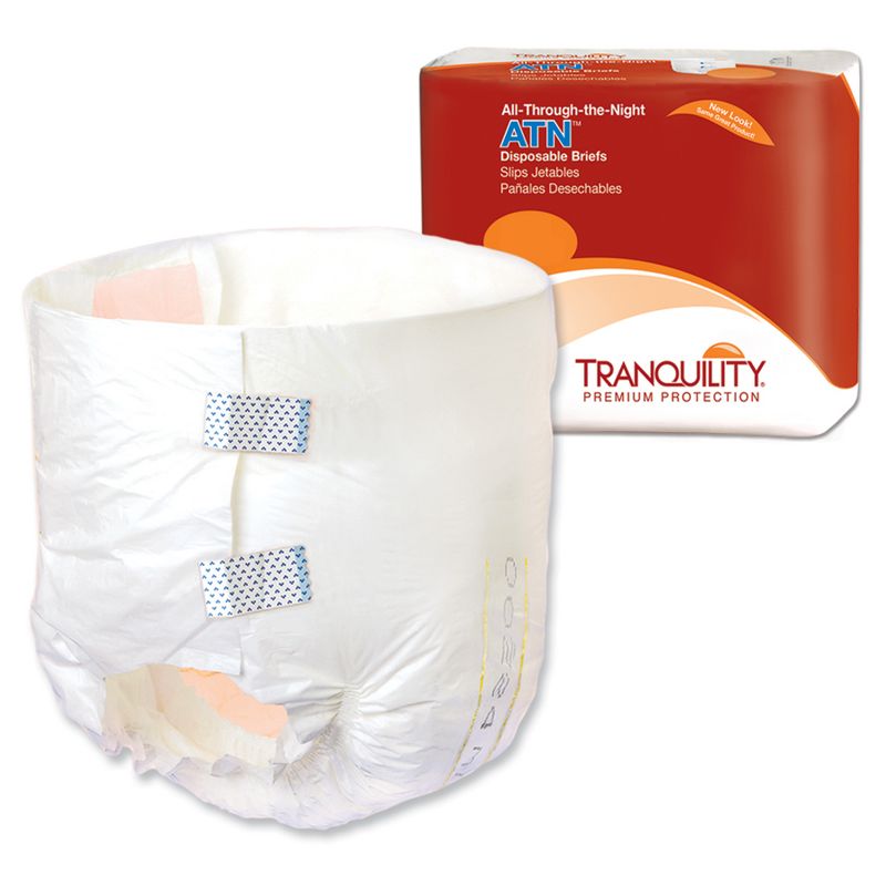 Tranquility ATN (All-Through-the-Night) Adult Disposable Briefs with Re-Fastenable Tabs, 3 of 5
