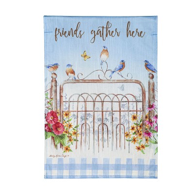 Bluebirds Gather Garden Strie Flag