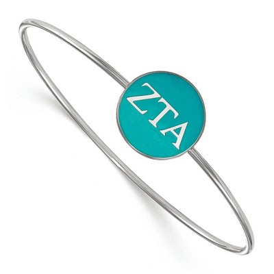 Black Bow Jewelry Sterling Silver Zeta Tau Alpha Greek Life Bangle Bracelet 8 Inch