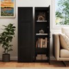 Costway 4-Tier Storage Cabinet with Door Freestanding Bathroom Cabinet for Small Space Black/Natural/White - 2 of 4
