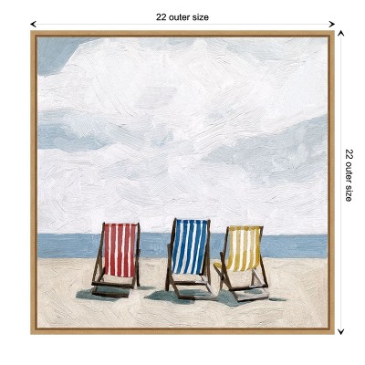 Sylvie Maple Framed Beach Chairs Canvas Wall Art Print 22 x 22 Inches