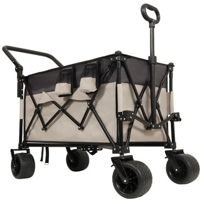 SKRAN Multi-Functional Push-Pull Folding Wagon Cart with Rotating Handle & 360° All-Terrain Wheels,Large Capacity for Transport,Outdoor