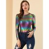Allegra K Women's Long Sleeve Puff Sleeve Party Glitter Shiny Metallic Tops - 3 of 4