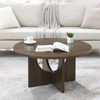 FONTOI Modern Coffee Table with Hollow Design, Wood-Textured Side Table for Both Home and Office, Natural Walnut, 35.8"*18.9"*35.8" - 2 of 4