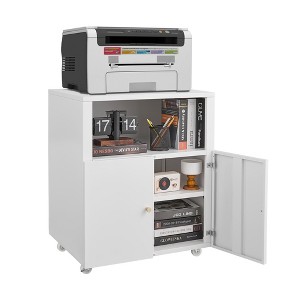 Heavy Duty Metal File Cabinet Printer Stand with Storage Shelf, 3D Printer Cabinet on Wheels with 2 Doors for Home Office and Small Spaces - 1 of 4