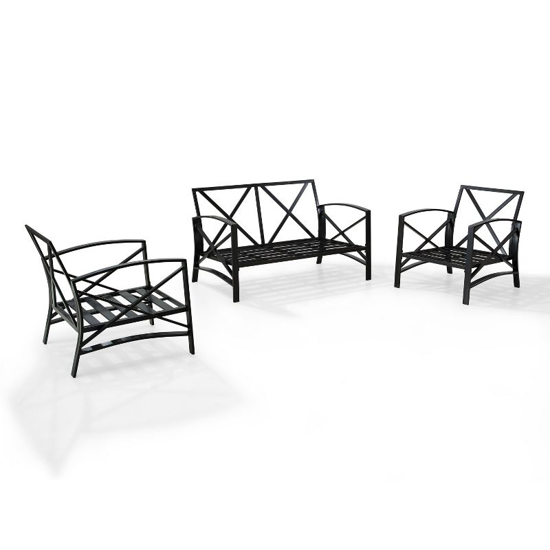 Crosley 3pc Kaplan Steel Outdoor Seating Furniture Set with Loveseat &#38; 2 Chairs Oatmeal, 5 of 15
