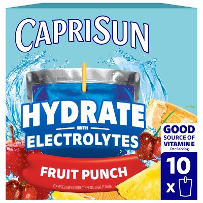 Capri Sun Hydrate Fruit Punch Juice Boxes - 10pk/6 fl oz Pouches