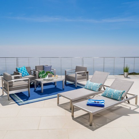 Cape Coral 7pc Aluminum Seating Set - Khaki - Christopher Knight Home ...