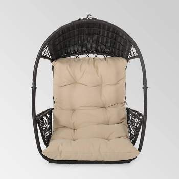 Malia Outdoor Wicker Hanging Chair (Stand Not Included)  Brown/Tan - Christopher Knight Home