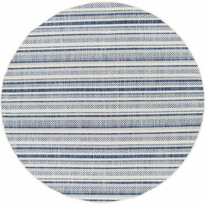 Hauteloom Olin White&Blue Striped Nordic Rug