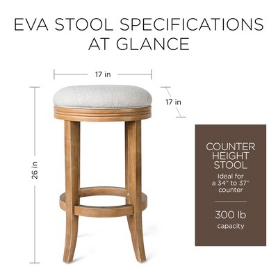 Eva Weathered Oak Round Backless Swivel Counter Stool