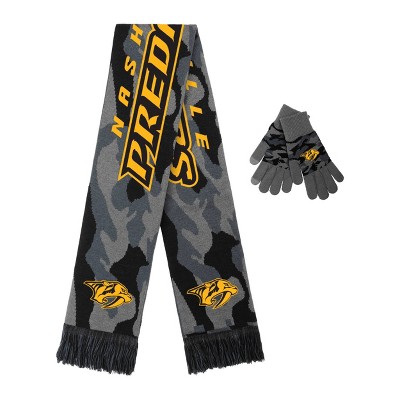 NHL Nashville Predators Black Camo Knit Glove & Scarf Set
