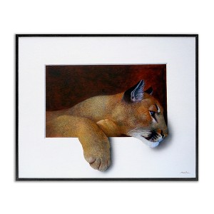 Stupell Industries Wild Cougar Resting Head Interesting Illusion Painting Framed Giclee Art - 1 of 4
