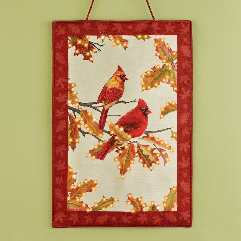Collections Etc LED Lighted Fall Cardinal Hanging Tapestry, 2 of 3