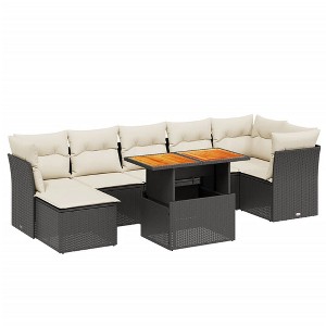 vidaXL Garden Sofa Set Black, Cream - 1 of 4