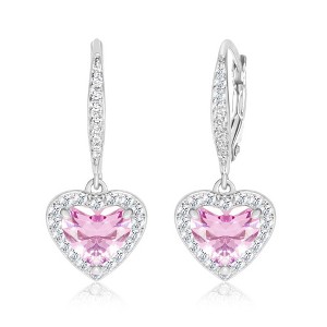 Chanteur Hypoallergenic Kids Jewelry Accessories Heart CZ White Gold Palladium Plating Earrings leverback is made from 925 Sterling silver - 1 of 1