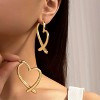 Asymmetric Gold Heart Earrings, Large Front Back Hoop Dangle Jewelry for Women, Minimalist 80s Retro Chrome Hearts Style Gift. - 4 of 4