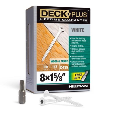 Deck Plus No. 8 X 1-5/8 in. L White Star Flat Head Exterior Deck Screws 1 lb
