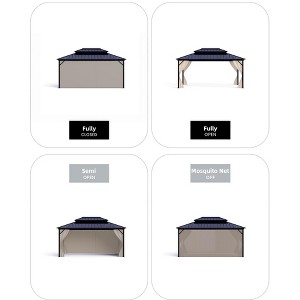 All-Weather Hardtop Gazebo with Double Metal Roof & Sturdy Aluminum Frame. Includes Net & Curtain for Year-Round Patio Comfort - 1 of 1