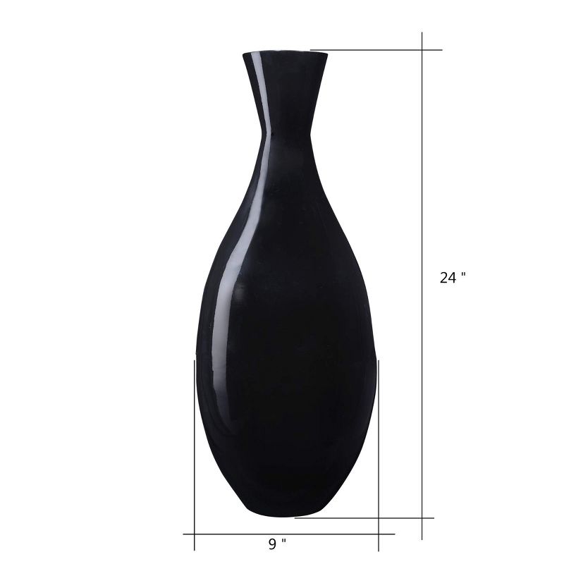 Villacera Handcrafted 24” Tall Black Bamboo Vase | Decorative Tear Drop Floor Vase for Silk Plants, Flowers, Filler Decor | Sustainable Bamboo, 2 of 8