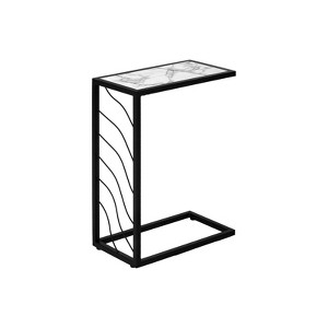 FONTOI C-shaped Side Table, Bedside Table with Wave Pattern Design for Living Room, Bedroom, White, 18.25"*25.25"*10.25" - 1 of 4