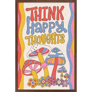 Trends International Mushrooms - Think Happy Thoughts Framed Wall Poster Prints - 1 of 4