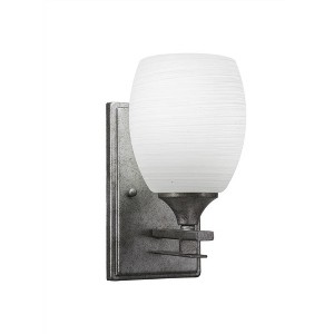 Toltec Lighting Uptowne 1 - Light Sconce in  Aged Silver with 5" White Linen  Shade - 1 of 1