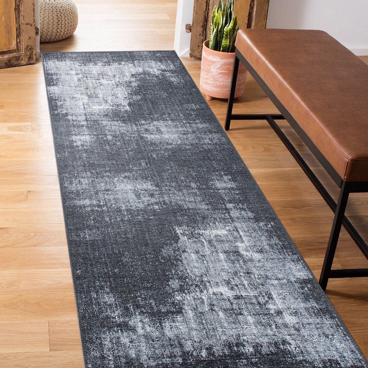 World Rug Gallery Contemporary Distressed Abstract Machine Washable Area Rug: Stain-Resistant, Flat Pile - thumbnail 8