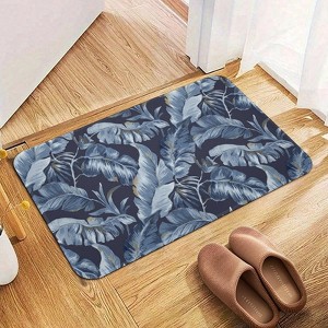 Floral Leaf Blue Bathroom Rugs Winter Bath Mat Absorbent Non Slip Bathroom Mat Christmas Soft Floor Carpet 16x20 Inches - 1 of 1