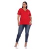 Plus Size Keyhole Neck Cutout Short Sleeve Top - White Mark - 4 of 4