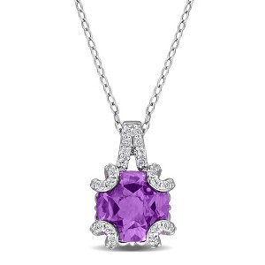 EVERLY JEWELRY | Sterling Silver 4ct TGW Amethyst and White Topaz Drop Pendant with Chain, 18 inc - 1 of 4
