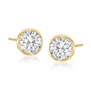 Ross-Simons 1.00 ct. t.w. Bezel-Set Diamond Stud Earrings in 14kt Yellow Gold - 1 of 4