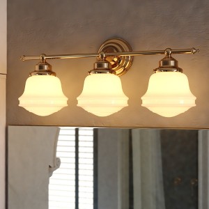 VAXCEL Huntley LED Compatible Farmhouse Bathroom Vanity Wall Fixture White Schoolhouse Glass - 1 of 4