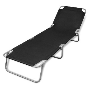 VidaXL Folding Sun Lounger Powder-coated Steel Black - 1 of 4