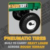 FARM-TUFF Durable Plastic Deck Garden Wagon Utility Cart with Pneumatic Tires, Green, 20" x 38" - 3 of 4