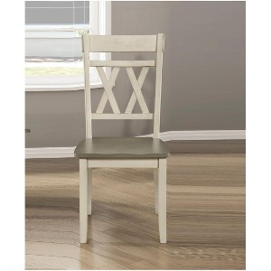 PAGED Set of 2 Dining Chairs, Classic Living Room Chairs, Wood Kitchen Chairs with 2-Tone Finish and Double X-Back for Kitchen - 1 of 4