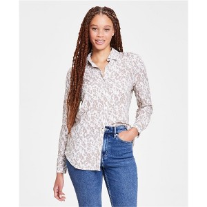 Calvin Klein Womens Covert Long-Sleeve Button-Down Button Up Shirt - 1 of 1