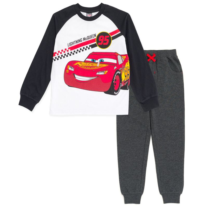 Disney Pixar Cars Lightning McQueen T-Shirt and Jogger French Terry Pants Toddler, 1 of 7