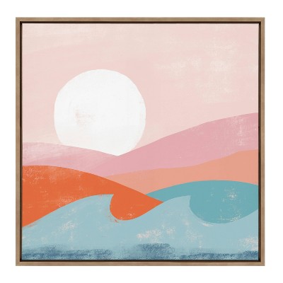 Colorful Sunset and Ocean Waves Framed Canvas Print