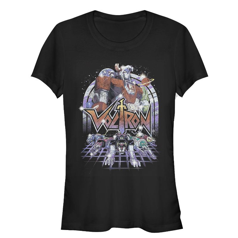 Juniors Womens Voltron: Defender of the Universe Retro Robot Lions T-Shirt, 1 of 4